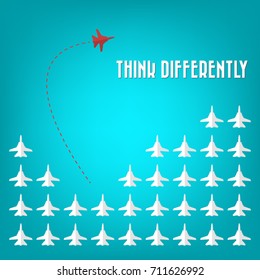 Think differently - Being different, move for success in life -The graphic of rocket represents the concept of courage, enterprise, confidence, belief, fearless, daring,stand out of the crowd concept