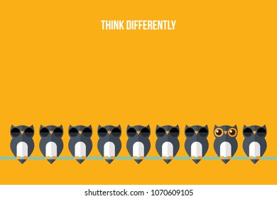 Think differently - Being different, standing out from the crowd -The graphic of owl also represents the concept of individuality , confidence, uniqueness, innovation, creativity.