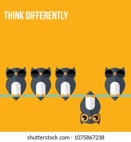 Think differently - Being different, standing out from the crowd -The graphic of owl also represents the concept of individuality , confidence, uniqueness, innovation, creativity.