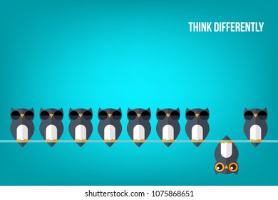 Think differently - Being different, standing out from the crowd -The graphic of owl also represents the concept of individuality , confidence, uniqueness, innovation, creativity.