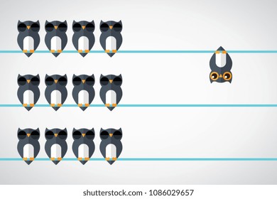 Think differently - Being different, standing out from the crowd -The graphic of owl also represents the concept of individuality , confidence, uniqueness, innovation, creativity.