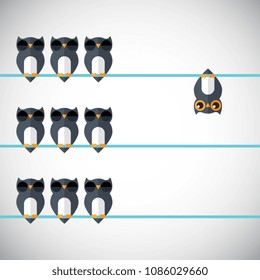 Think differently - Being different, standing out from the crowd -The graphic of owl also represents the concept of individuality , confidence, uniqueness, innovation, creativity.