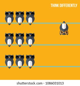 Think differently - Being different, standing out from the crowd -The graphic of owl also represents the concept of individuality , confidence, uniqueness, innovation, creativity.
