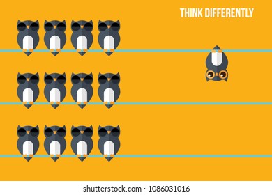 Think differently - Being different, standing out from the crowd -The graphic of owl also represents the concept of individuality , confidence, uniqueness, innovation, creativity.