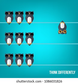 Think differently - Being different, standing out from the crowd -The graphic of owl also represents the concept of individuality , confidence, uniqueness, innovation, creativity.