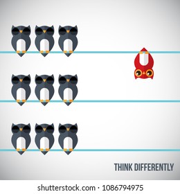 Think differently - Being different, standing out from the crowd -The graphic of owl also represents the concept of individuality , confidence, uniqueness, innovation, creativity.