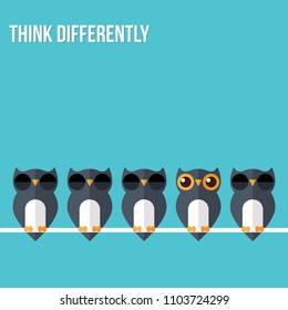 Think differently - Being different, standing out from the crowd -The graphic of owl also represents the concept of individuality , confidence, uniqueness, innovation, creativity.