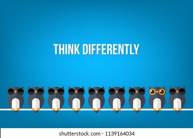 Think differently - Being different, standing out from the crowd -The graphic of owl also represents the concept of individuality , confidence, uniqueness, innovation, creativity.
