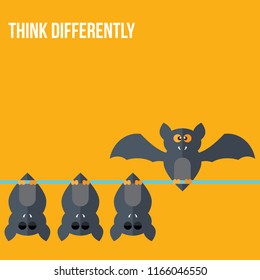 Think differently - Being different, standing out from the crowd -The graphic of bat also represents the concept of individuality , confidence, uniqueness, innovation, creativity.