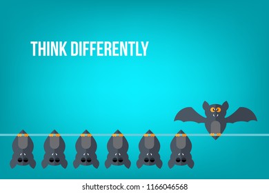 Think differently - Being different, standing out from the crowd -The graphic of bat also represents the concept of individuality , confidence, uniqueness, innovation, creativity.