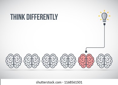 Think differently - Being different, standing out from the crowd -The graphic of brain also represents the concept of individuality , confidence, uniqueness, innovation, creativity.