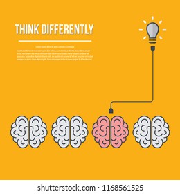 Think differently - Being different, standing out from the crowd -The graphic of brain also represents the concept of individuality , confidence, uniqueness, innovation, creativity.