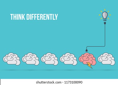 Think differently - Being different, standing out from the crowd -The graphic of brain also represents the concept of individuality , confidence, uniqueness, innovation, creativity.