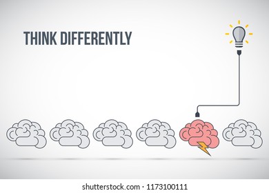 Think differently - Being different, standing out from the crowd -The graphic of brain also represents the concept of individuality , confidence, uniqueness, innovation, creativity.