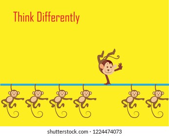 Think differently - Being different, standing out from the crowd -The graphic of monkey also represents the concept of individuality , confidence, uniqueness, innovation, creativity.