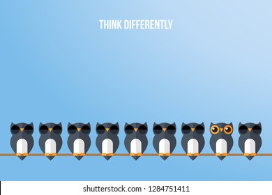 Think differently - Being different, standing out from the crowd -The graphic of owl also represents the concept of individuality , confidence, uniqueness, innovation, creativity.