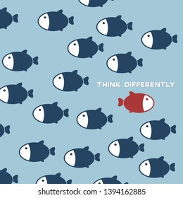 Think differently - Being different, standing out from the crowd -The graphic of fish also represents the concept of individuality , confidence, uniqueness, innovation, creativity.