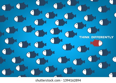 Think differently - Being different, standing out from the crowd -The graphic of fish also represents the concept of individuality , confidence, uniqueness, innovation, creativity.