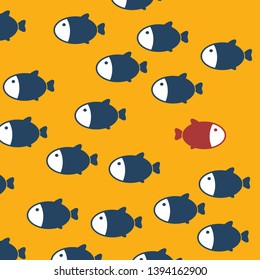 Think differently - Being different, standing out from the crowd -The graphic of fish also represents the concept of individuality , confidence, uniqueness, innovation, creativity.