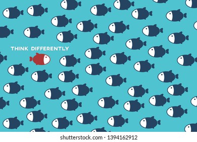 Think differently - Being different, standing out from the crowd -The graphic of fish also represents the concept of individuality , confidence, uniqueness, innovation, creativity.