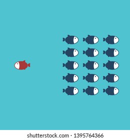 Think differently - Being different, standing out from the crowd -The graphic of fish also represents the concept of individuality , confidence, uniqueness, innovation, creativity.