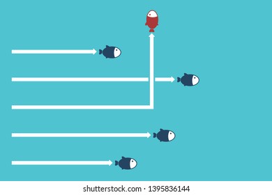 Think differently - Being different, standing out from the crowd -The graphic of fish also represents the concept of individuality , confidence, uniqueness, innovation, creativity.