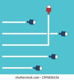 Think differently - Being different, standing out from the crowd -The graphic of fish also represents the concept of individuality , confidence, uniqueness, innovation, creativity.