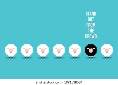 Think differently - Being different, standing out from the crowd -The graphic of sheep also represents the concept of individuality , confidence, uniqueness, innovation, creativity.