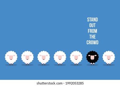 Think differently - Being different, standing out from the crowd -The graphic of sheep also represents the concept of individuality , confidence, uniqueness, innovation, creativity.