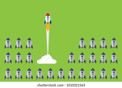 Think differently - Being different, taking risky, move for success in life -The graphic of rocket also represents the concept of courage, enterprise, confidence, belief, fearless, daring,