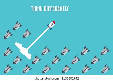 Think differently - Being different, taking risky, move for success in life -The graphic of rocket also represents the concept of courage, enterprise, confidence, belief, fearless, daring,