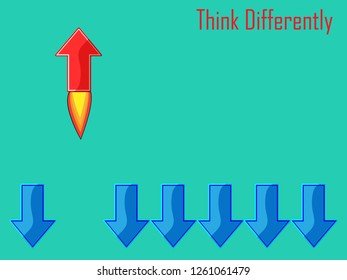 Think differently - Being different, taking risky, move for success in life -The graphic of arrow also represents the concept of courage, enterprise, confidence, belief, fearless, daring,