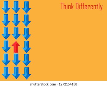 Think differently - Being different, taking risky, move for success in life -The graphic of arrow also represents the concept of courage, enterprise, confidence, belief, fearless, daring,