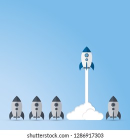 Think differently - Being different, taking risky, move for success in life -The graphic of rocket also represents the concept of courage, enterprise, confidence, belief, fearless, daring,