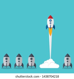 Think differently - Being different, taking risky, move for success in life -The graphic of rocket also represents the concept of courage, enterprise, confidence, belief, fearless, daring,