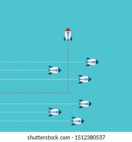 Think differently - Being different, taking risky, move for success in life -The graphic of rocket also represents the concept of courage, enterprise, confidence, belief, fearless, daring,