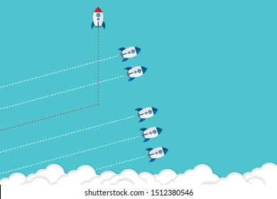 Think differently - Being different, taking risky, move for success in life -The graphic of rocket also represents the concept of courage, enterprise, confidence, belief, fearless, daring,