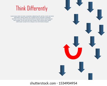 Think differently - Being different, taking risky, move for success in life -The graphic of arrow also represents the concept of courage, enterprise, confidence, belief, fearless, daring,