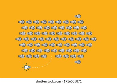 Think differently - Being different, taking risky, move for success in life -The graphic of light bulb also represents the concept of courage, enterprise, confidence, belief, fearless, daring. Vector.
