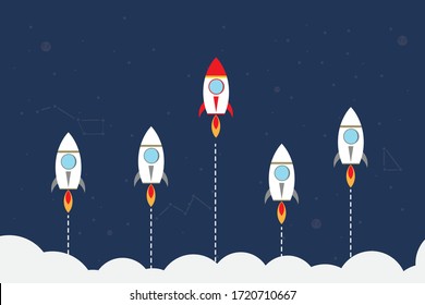 Think differently - Being different, taking risky, move for success in life -The graphic of rocket also represents the concept of courage, enterprise, confidence, belief, fearless, daring,