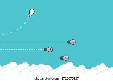 Think differently - Being different, taking risky, move for success in life -The graphic of light bulb also represents the concept of courage, enterprise, confidence, belief, fearless, daring. Vector.