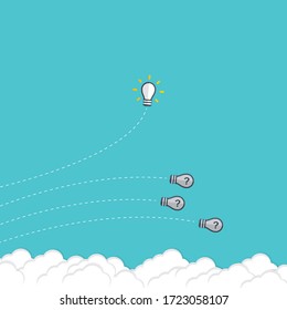 Think differently - Being different, taking risky, move for success in life -The graphic of light bulb also represents the concept of courage, enterprise, confidence, belief, fearless, daring. Vector.