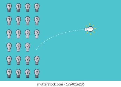 Think differently - Being different, taking risky, move for success in life -The graphic of light bulb also represents the concept of courage, enterprise, confidence, belief, fearless, daring. Vector.