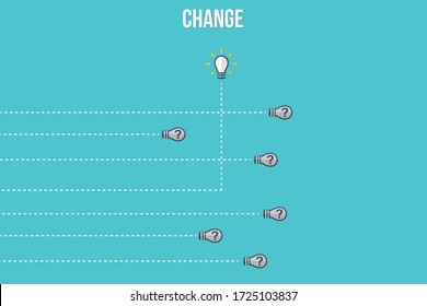 Think differently - Being different, taking risky, move for success in life -The graphic of light bulb also represents the concept of courage, enterprise, confidence, belief, fearless, daring. Vector.