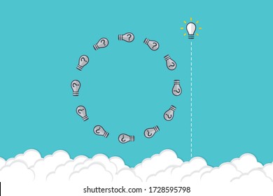 Think differently - Being different, taking risky, move for success in life -The graphic of light bulb also represents the concept of courage, enterprise, confidence, belief, fearless, daring. Vector.