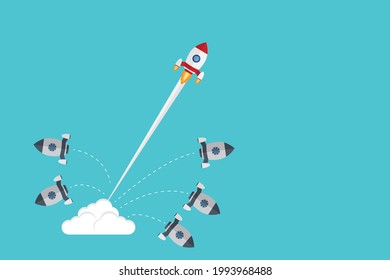 Think differently - Being different, taking risky, move for success in life -The graphic of rocket also represents the concept of courage, enterprise, confidence, belief, fearless, daring,