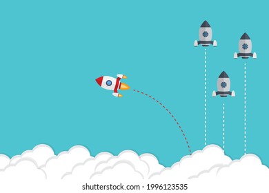 Think differently - Being different, taking risky, move for success in life -The graphic of rocket also represents the concept of courage, enterprise, confidence, belief, fearless, daring,