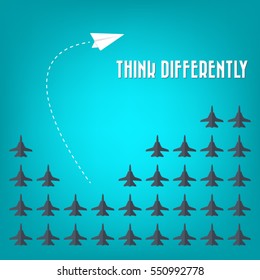 Think differently - Being different, taking risky, move for success in life -The graphic of rocket also represents the concept of courage, enterprise, confidence, belief, fearless, daring,