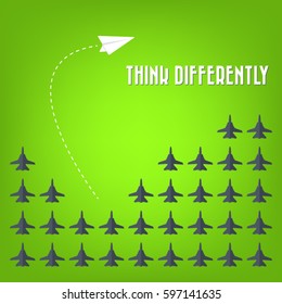 Think differently - Being different, taking risky, move for success in life -The graphic of rocket also represents the concept of courage, enterprise, confidence, belief, fearless, daring,