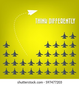 Think differently - Being different, taking risky, move for success in life -The graphic of rocket also represents the concept of courage, enterprise, confidence, belief, fearless, daring,